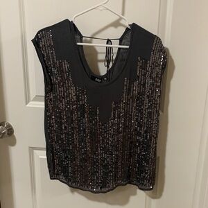 Chic Gray Sequin Blouse